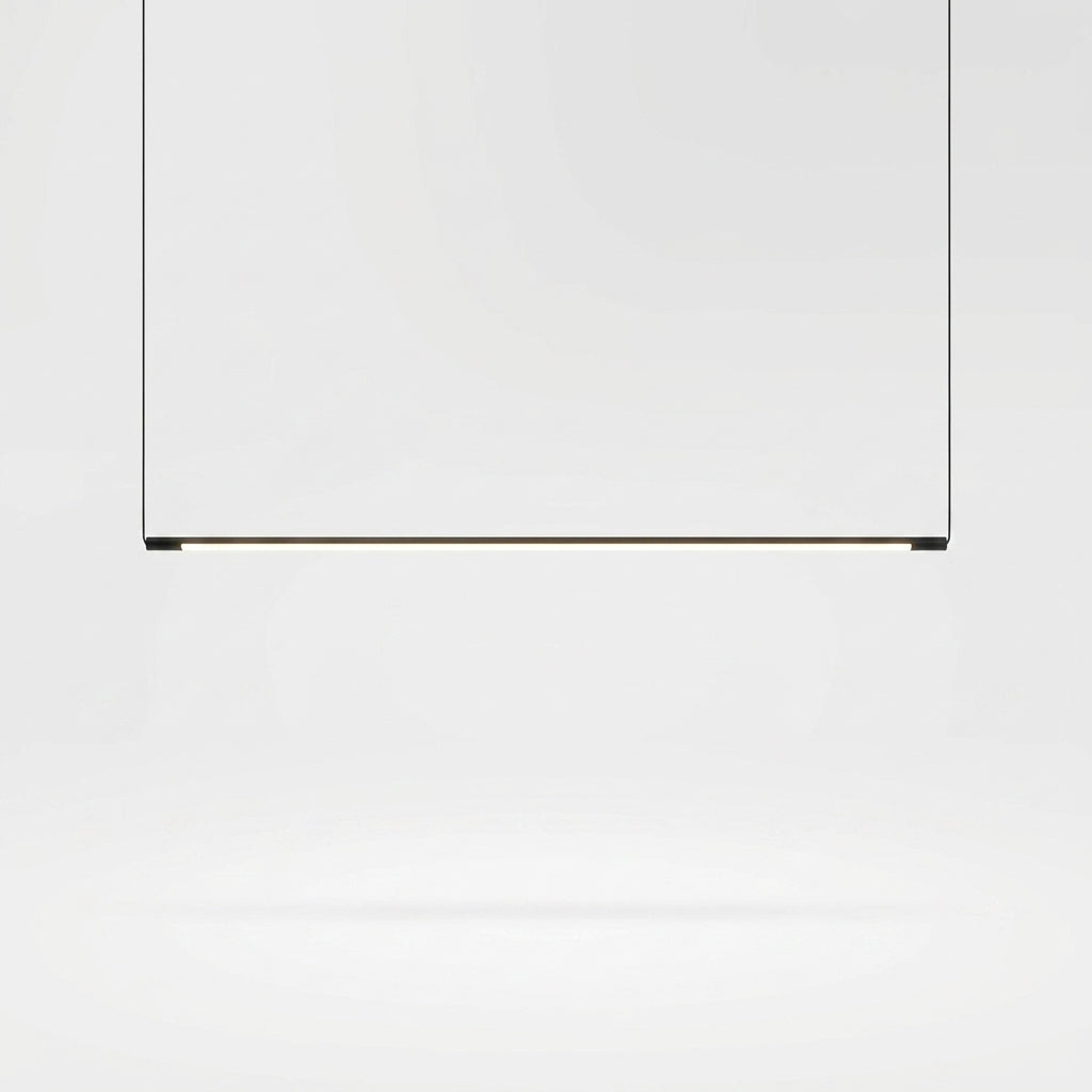Suspension Linéaire Longue Noire Minimaliste en Métal et Acrylique