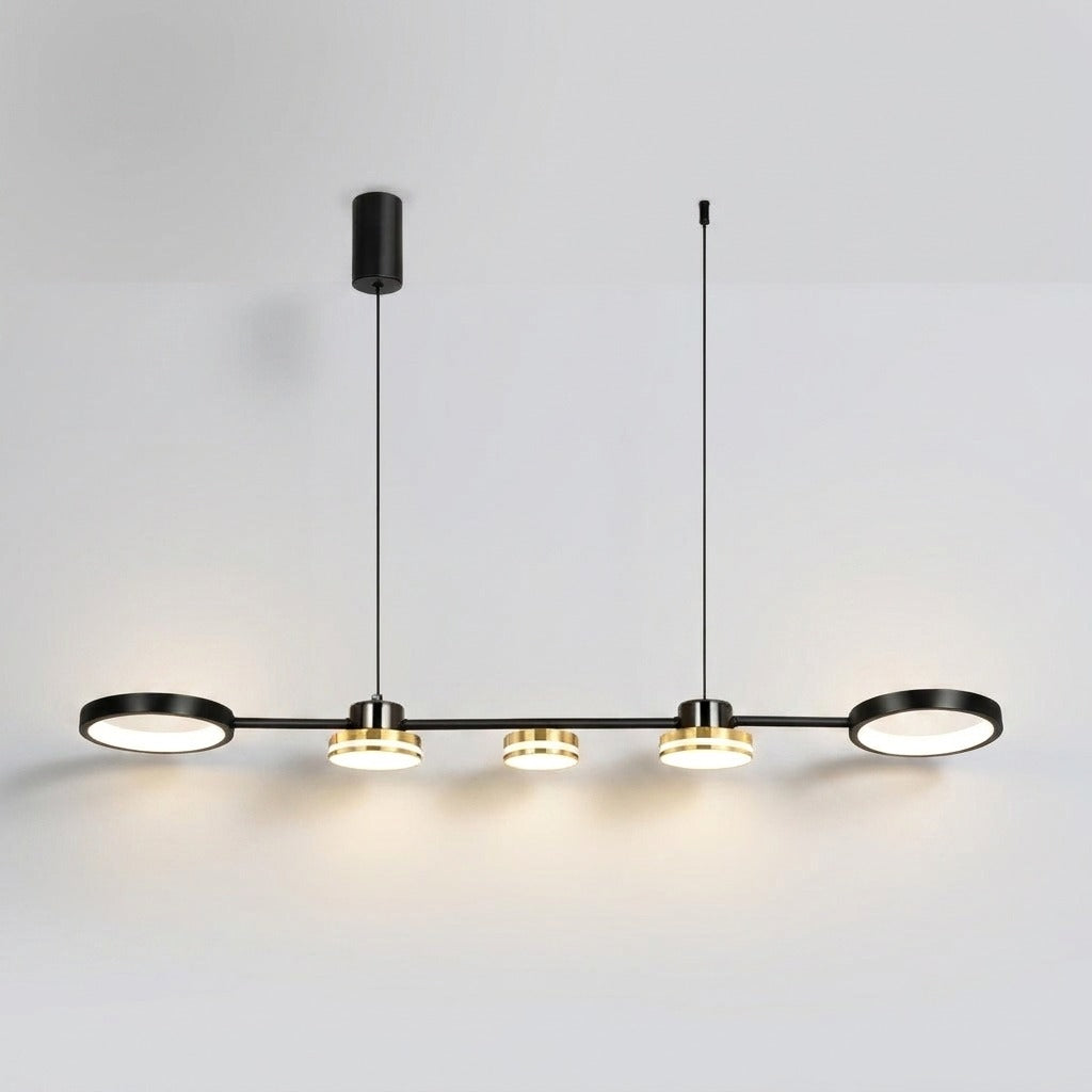 Suspension linéaire avec cercles en métal design moderne