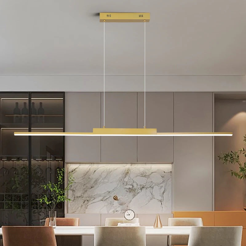 Suspension Linéaire Dorée Design Moderne