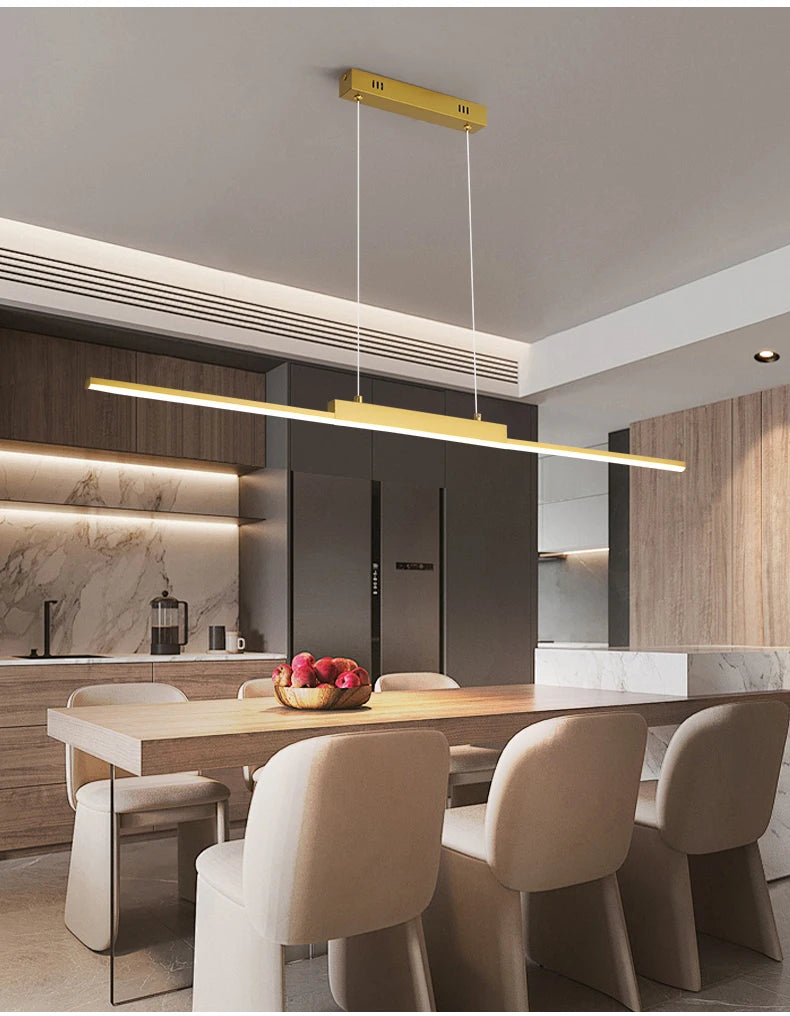 Suspension Linéaire Dorée Design Moderne