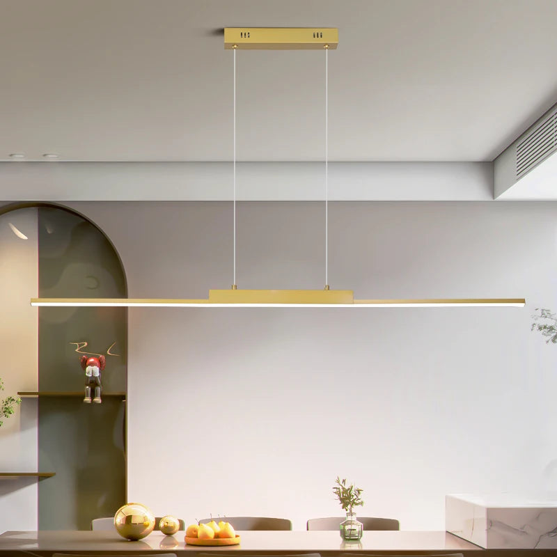 Suspension Linéaire Dorée Design Moderne