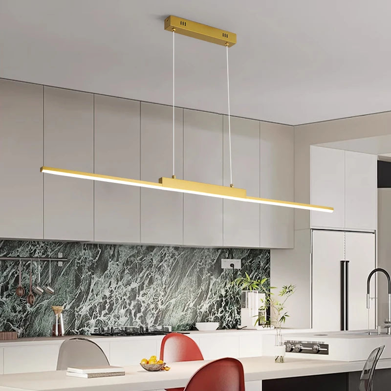 Suspension Linéaire Dorée Design Moderne