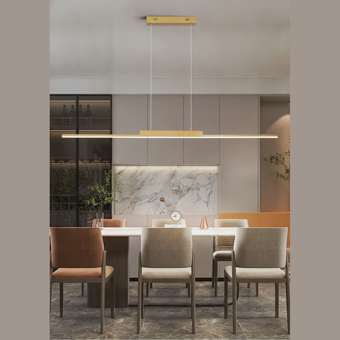Suspension Linéaire Dorée Design Moderne