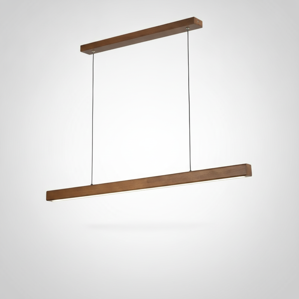 Suspension Linéaire en Bois à LED Design Moderne