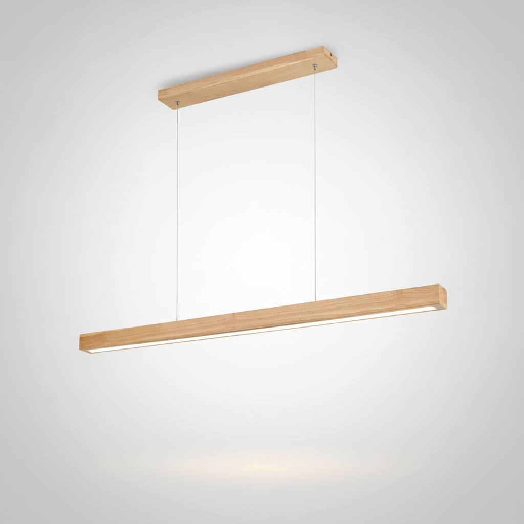 Suspension Linéaire en Bois à LED Design Moderne