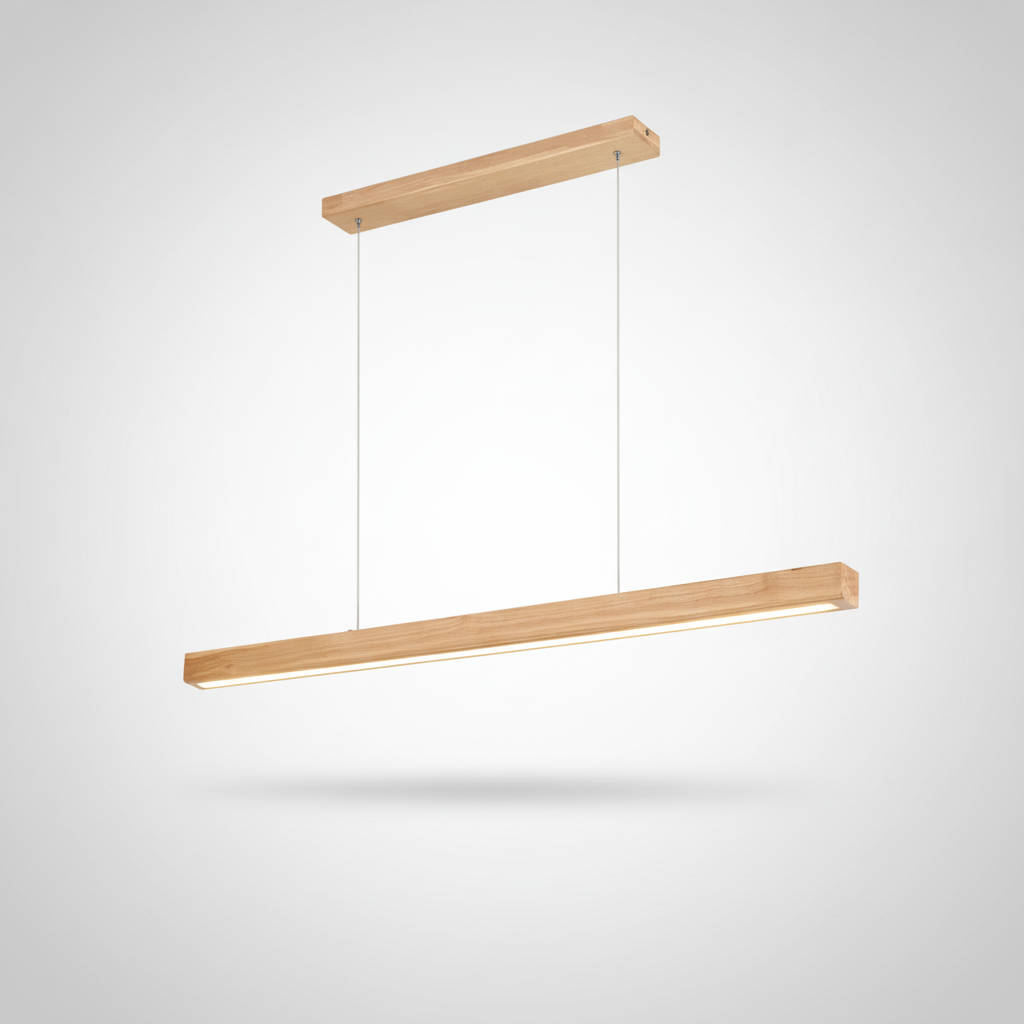 Suspension Linéaire en Bois à LED Design Moderne