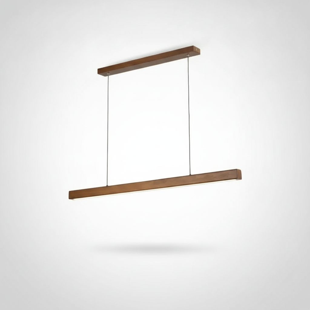 Suspension Linéaire en Bois à LED Design Moderne