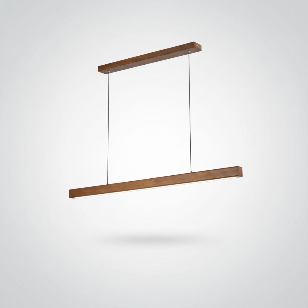 Suspension Linéaire en Bois à LED Design Moderne