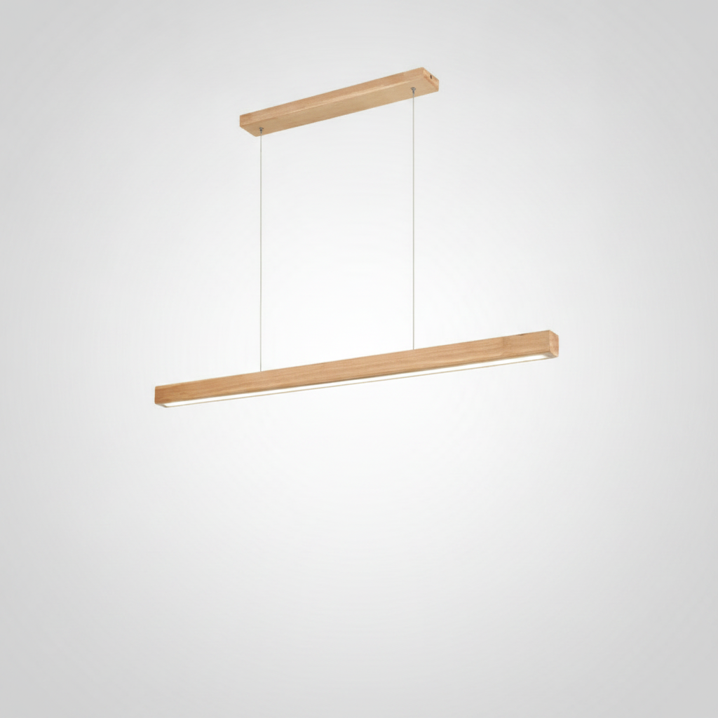 Suspension Linéaire en Bois à LED Design Moderne
