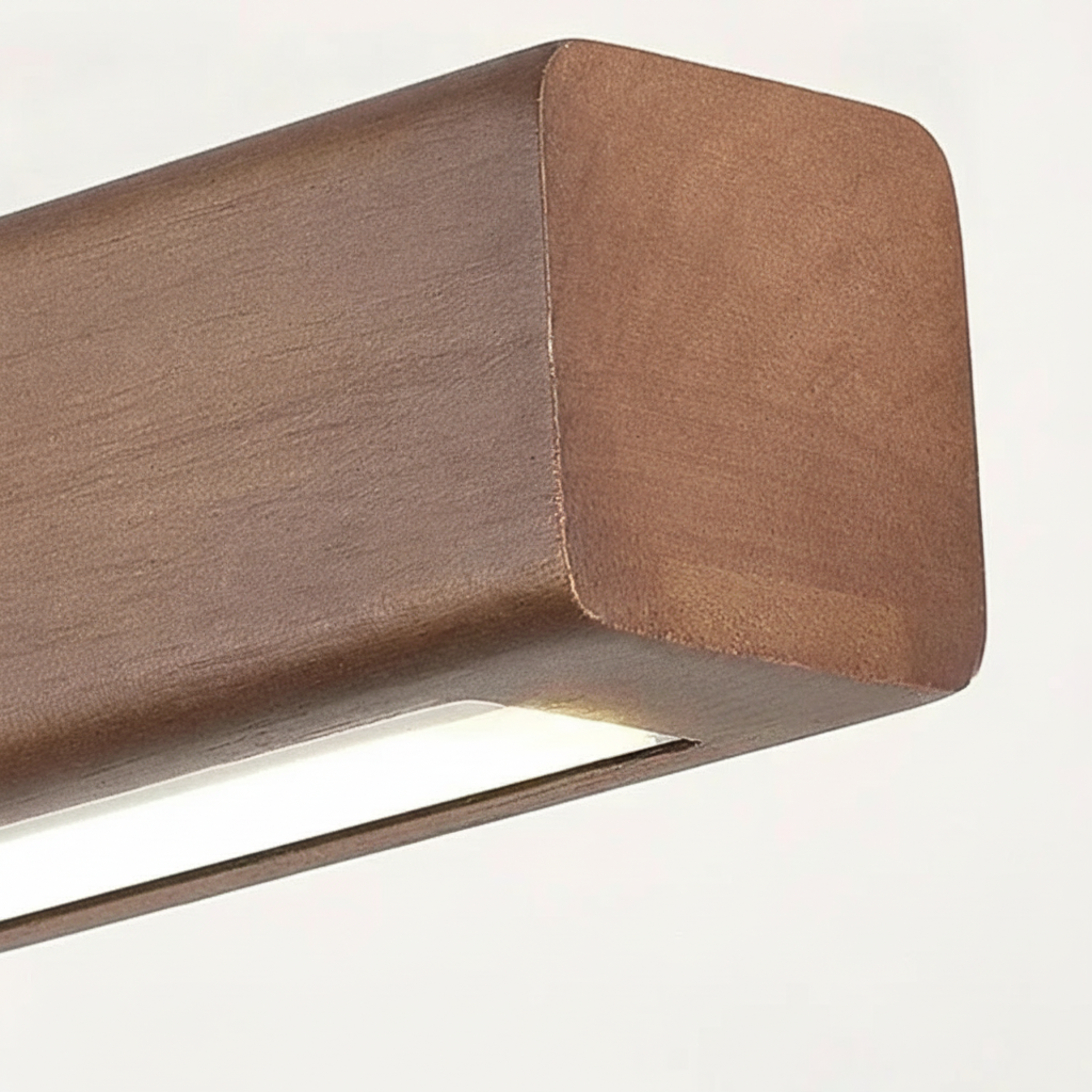 Suspension Linéaire en Bois à LED Design Moderne