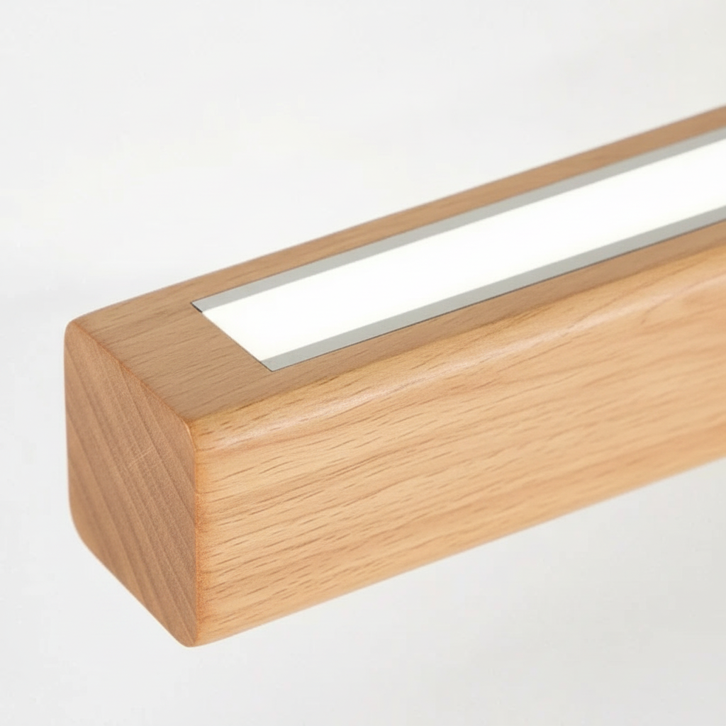 Suspension Linéaire en Bois à LED Design Moderne