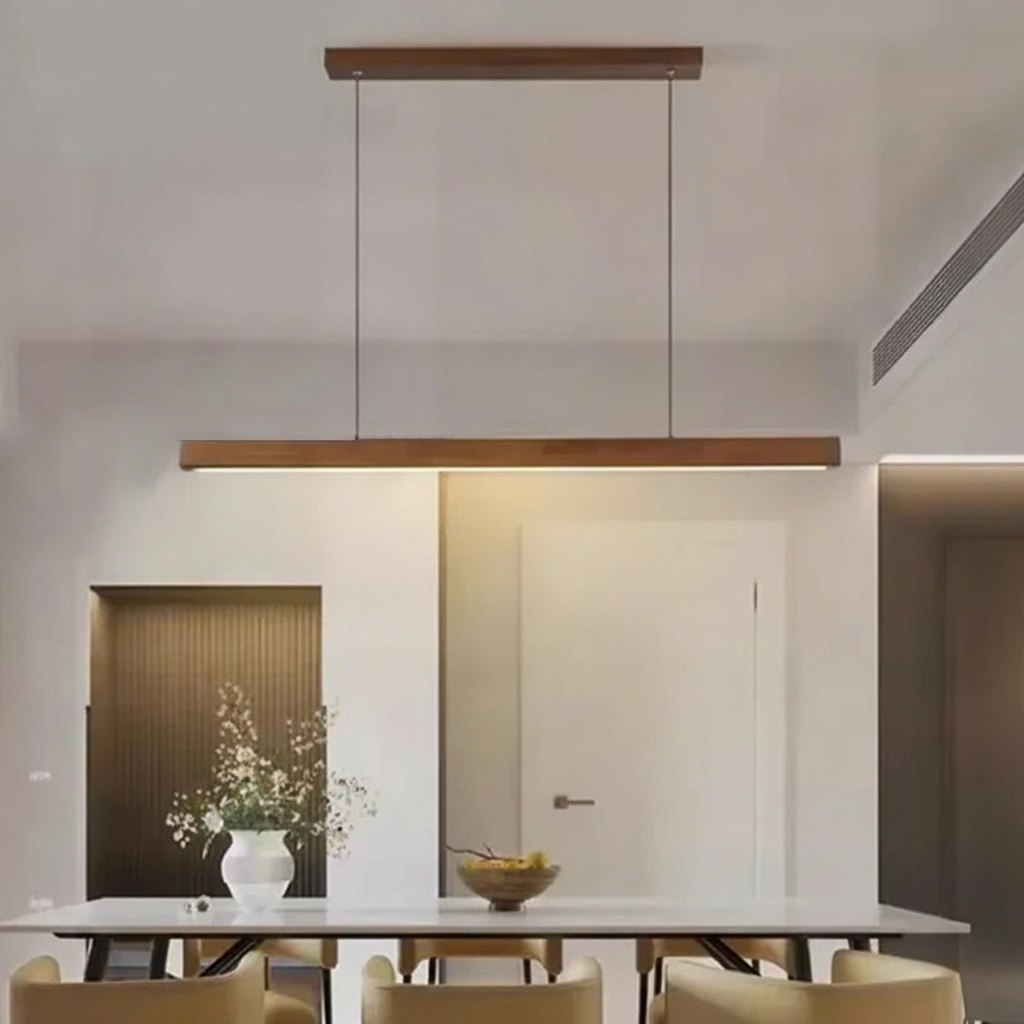 Suspension Linéaire en Bois Design Moderne Image
