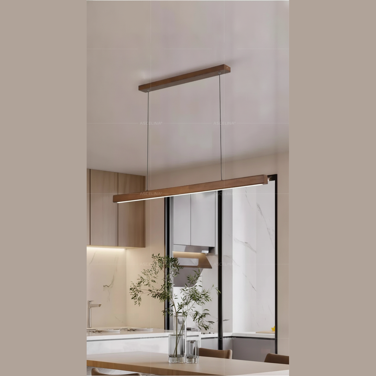 Suspension Linéaire en Bois Design Moderne