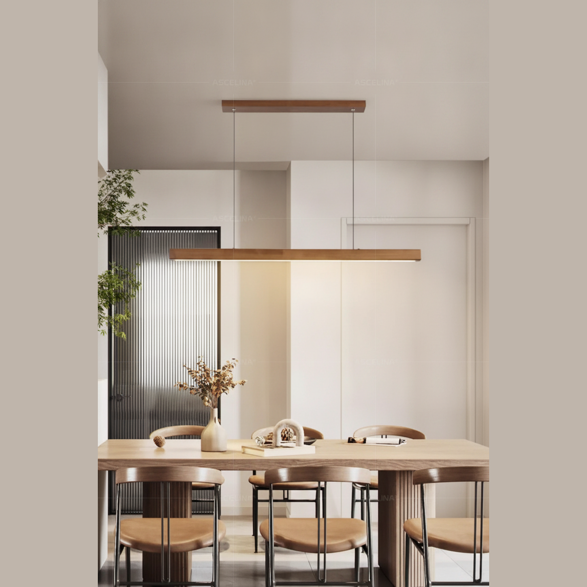 Suspension Linéaire en Bois Design Moderne
