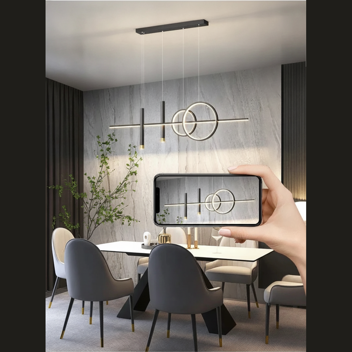 Suspension Linéaire en Métal Design Moderne
