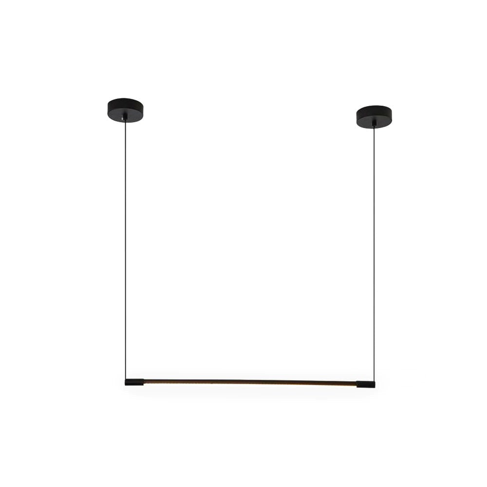 Suspension Linéaire Longue Noire Minimaliste en Métal et Acrylique Image