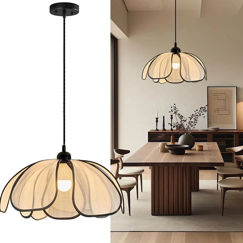 Suspension Lotus Tressé Crème Design Rétro