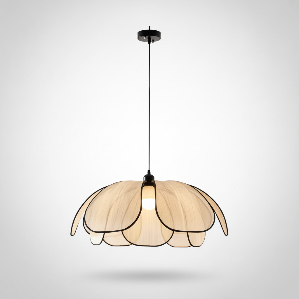 Suspension Lotus Tressé Crème Design Rétro