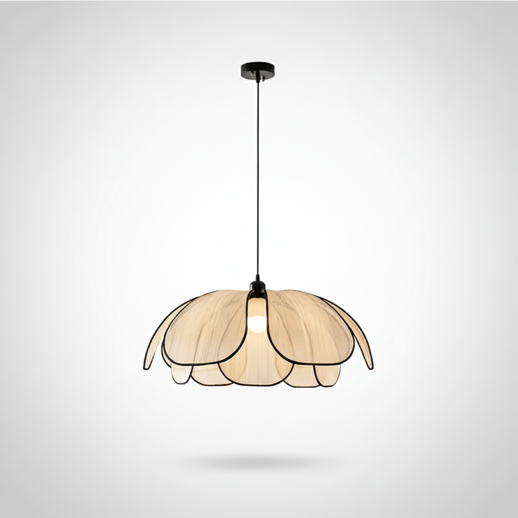 Suspension Lotus Tressé Crème Design Rétro