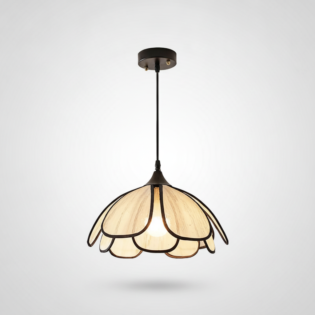Suspension Lotus Tressé Crème Design Rétro