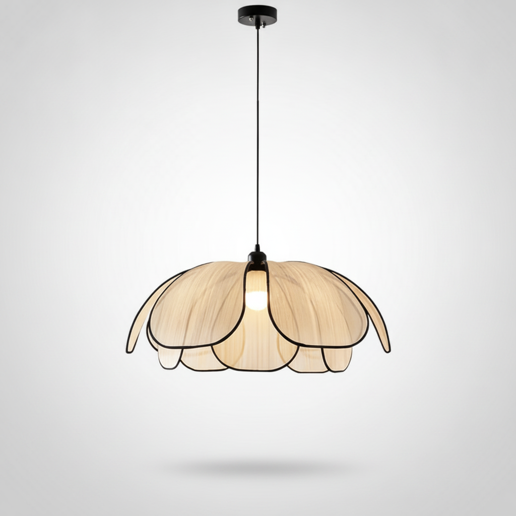 Suspension Lotus Tressé Crème Design Rétro