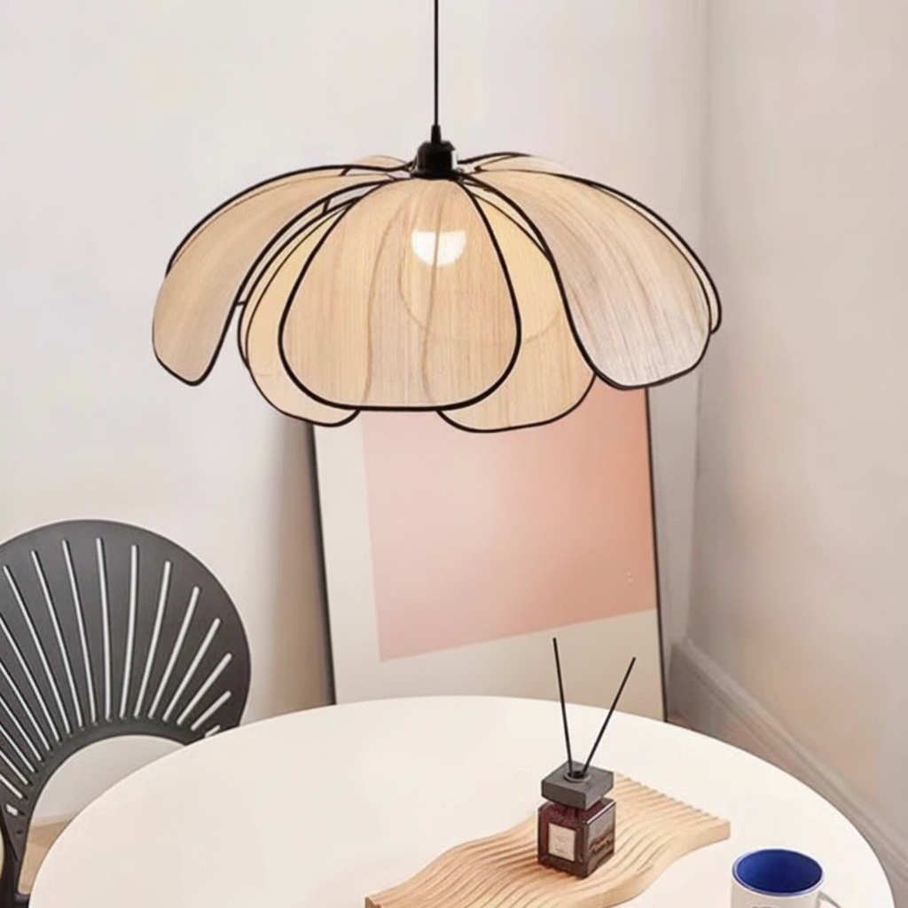 Suspension Lotus Tressé Crème Design Rétro