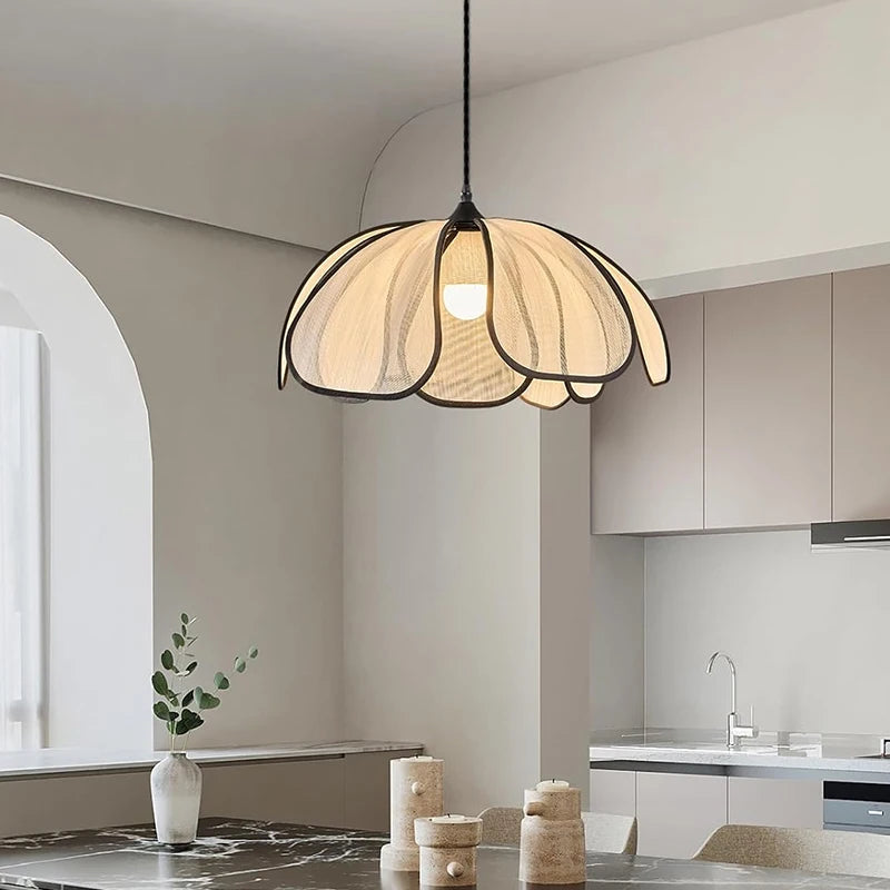 Suspension Lotus Tressé Crème Design Rétro