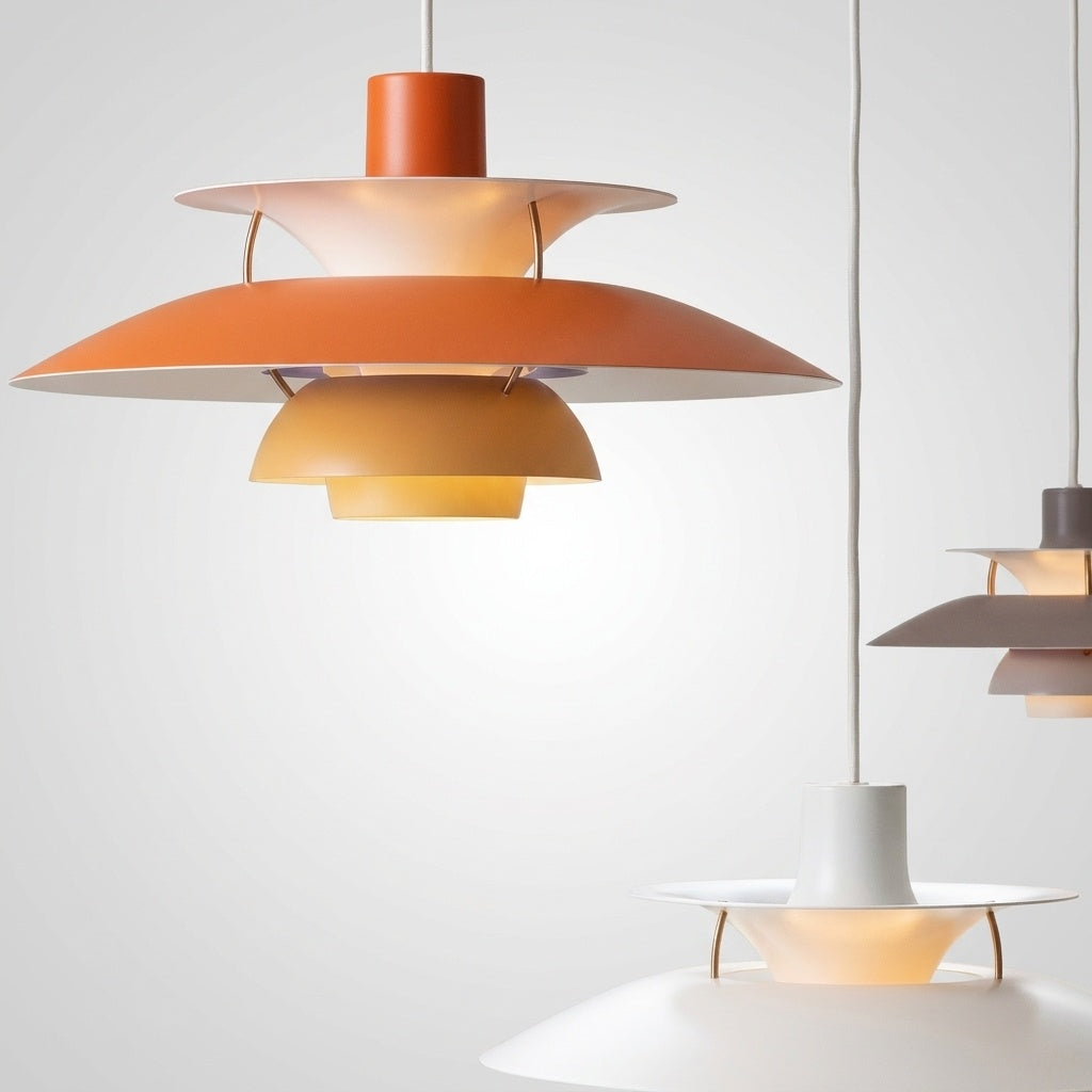 Suspension Macaron Métal Scandinave - Nuances d'orange 50CM Blanc