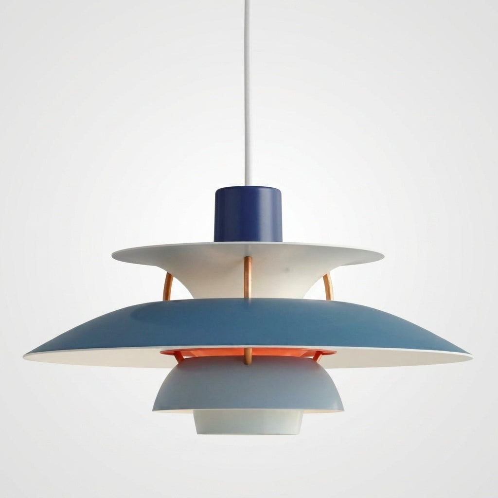 Suspension Macaron Métal Scandinave - Nuances de bleu 50CM Blanc