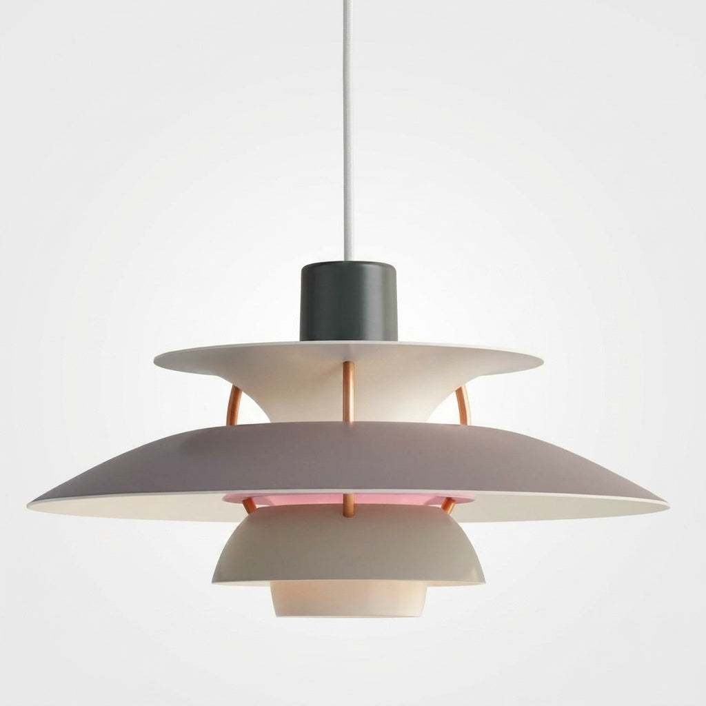 Suspension Macaron Métal Scandinave - Nuances de gris 50CM Blanc