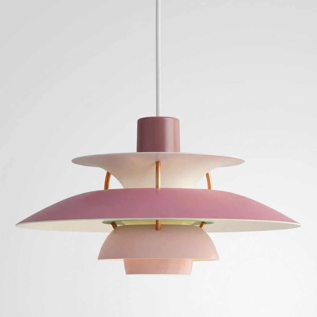 Suspension Macaron Métal Scandinave - Nuances de rose 50CM Blanc