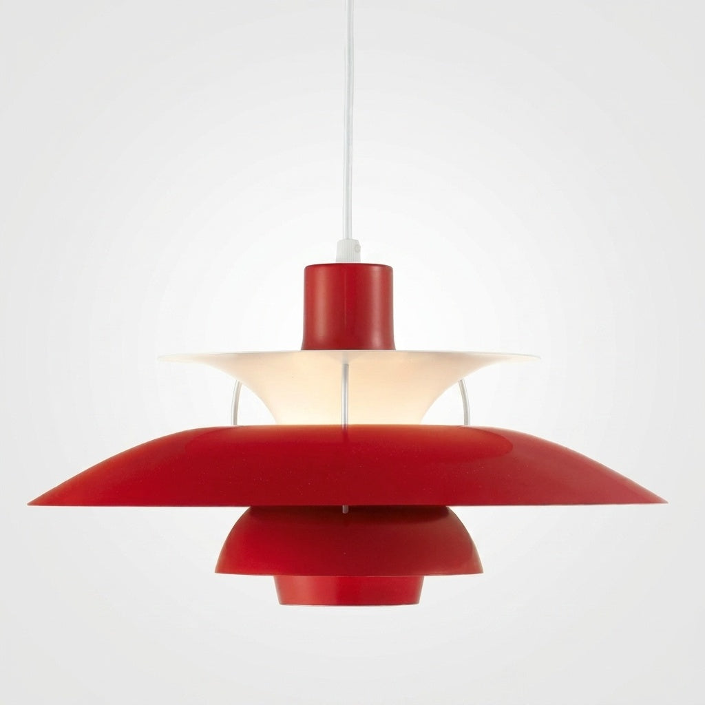 Suspension Macaron Métal Scandinave - Rouge pur 50CM Blanc