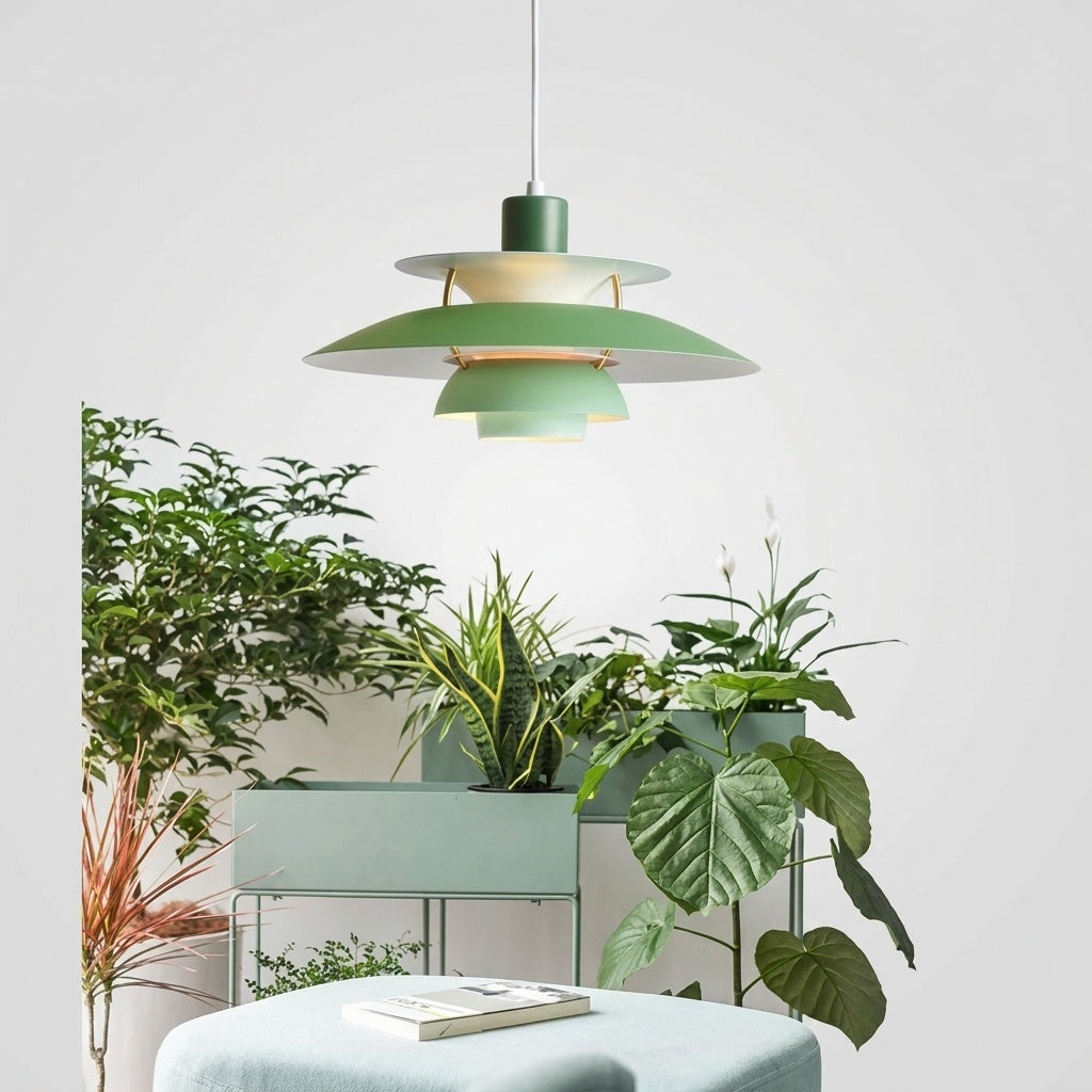 Suspension Macaron Métal Scandinave - Vert pur 50CM Blanc