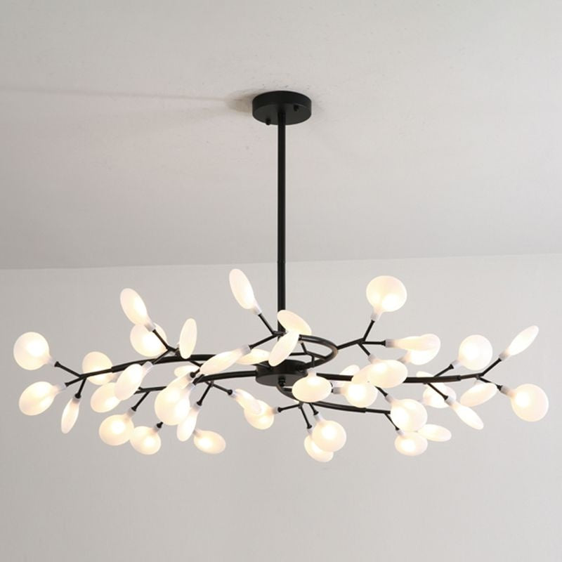 Dimensions lustre suspension branches nordique noir et or