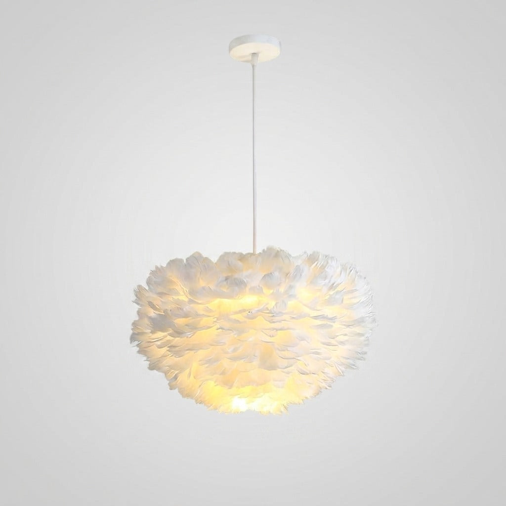 Suspension nuage en plumes design bohème