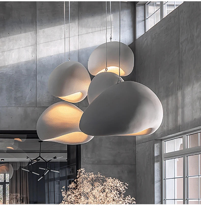 Suspension Nuage en Résine Effet Pierre Design Japonais Wabi-Sabi