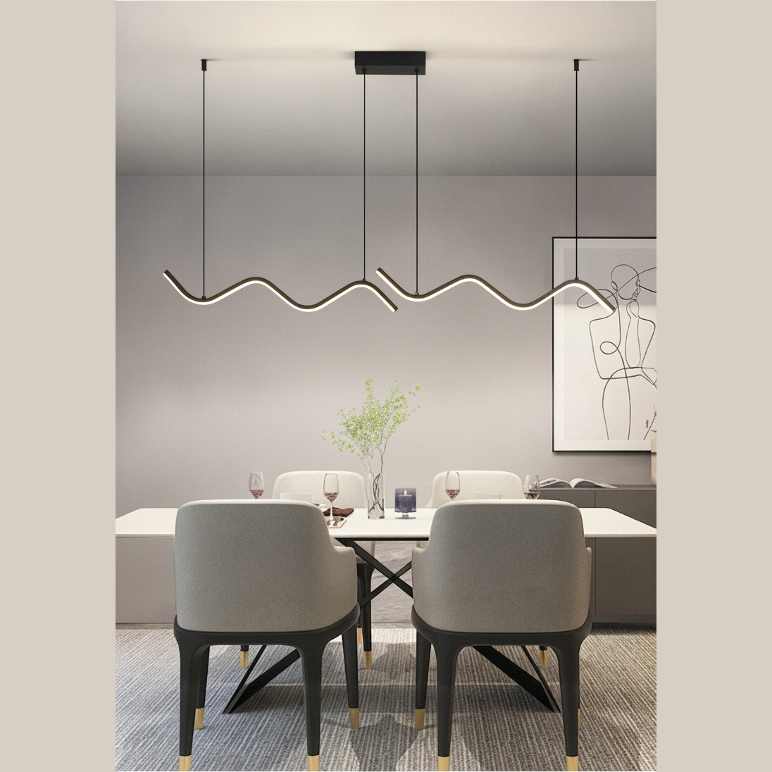 Suspension Ondulée en Aluminium Design Moderne