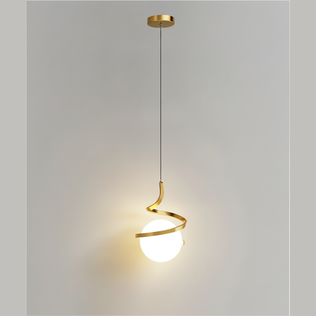 Suspension Ondulée en Métal et Verre Design Nordique