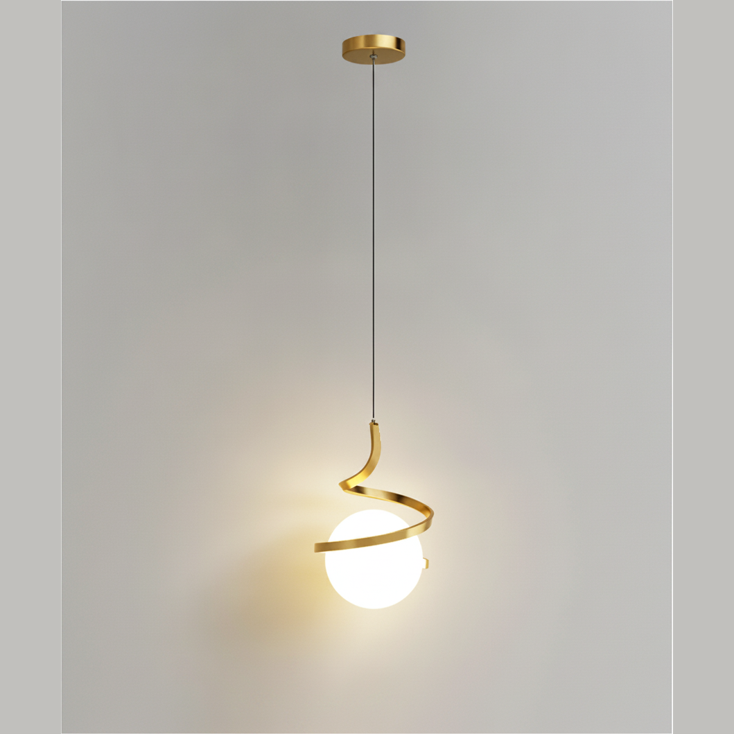 Suspension Ondulée en Métal et Verre Design Nordique