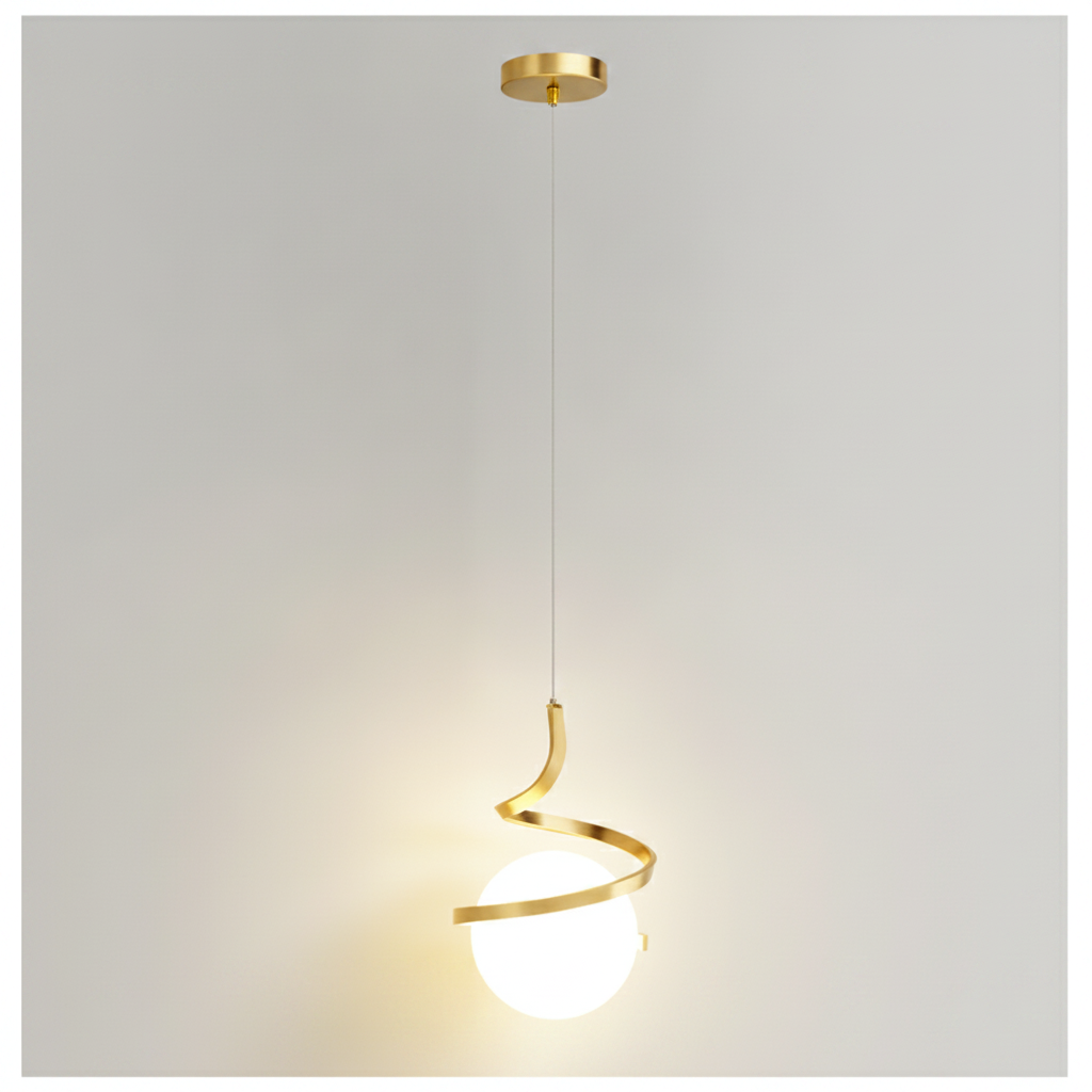 Suspension Ondulée en Métal et Verre Design Nordique