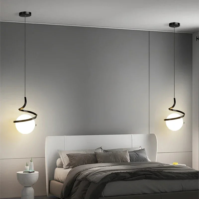 Suspension Ondulée en Métal et Verre Design Nordique