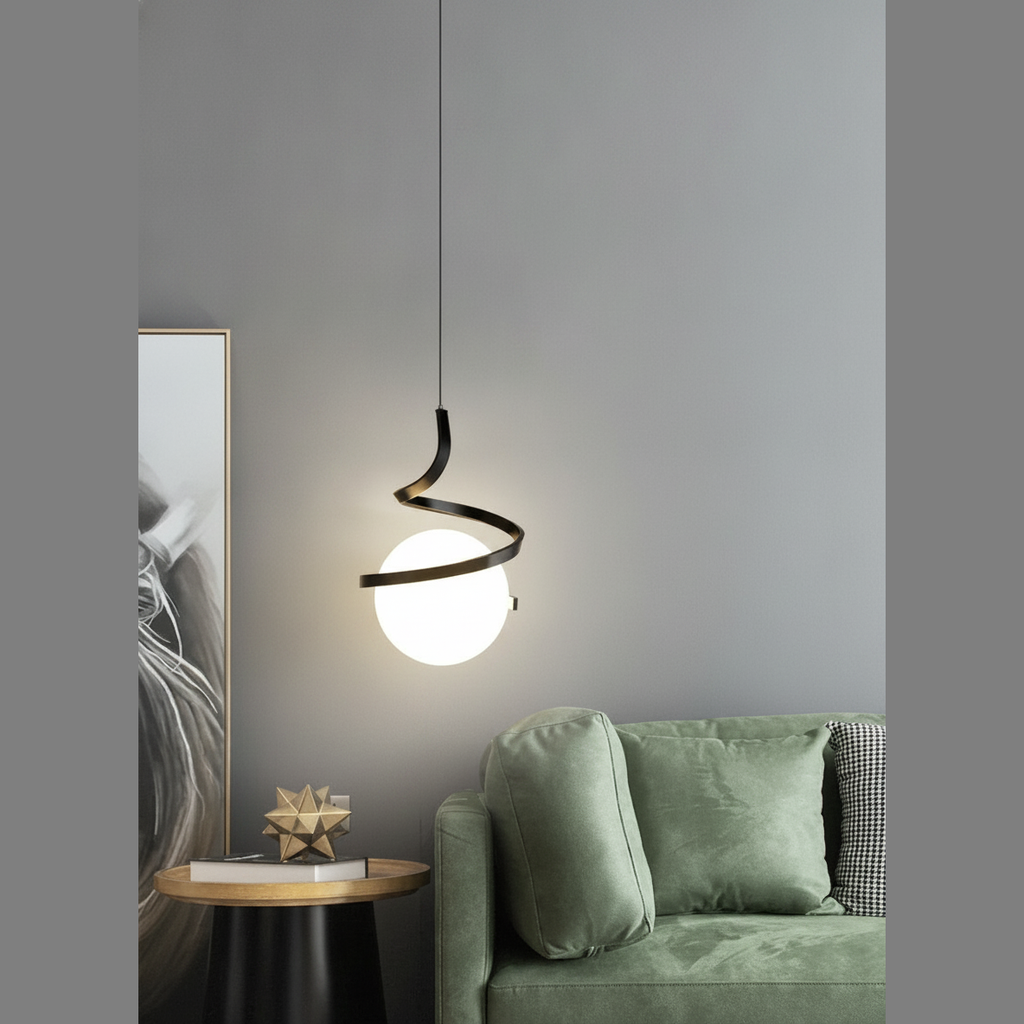 Suspension Ondulée en Métal et Verre Design Nordique
