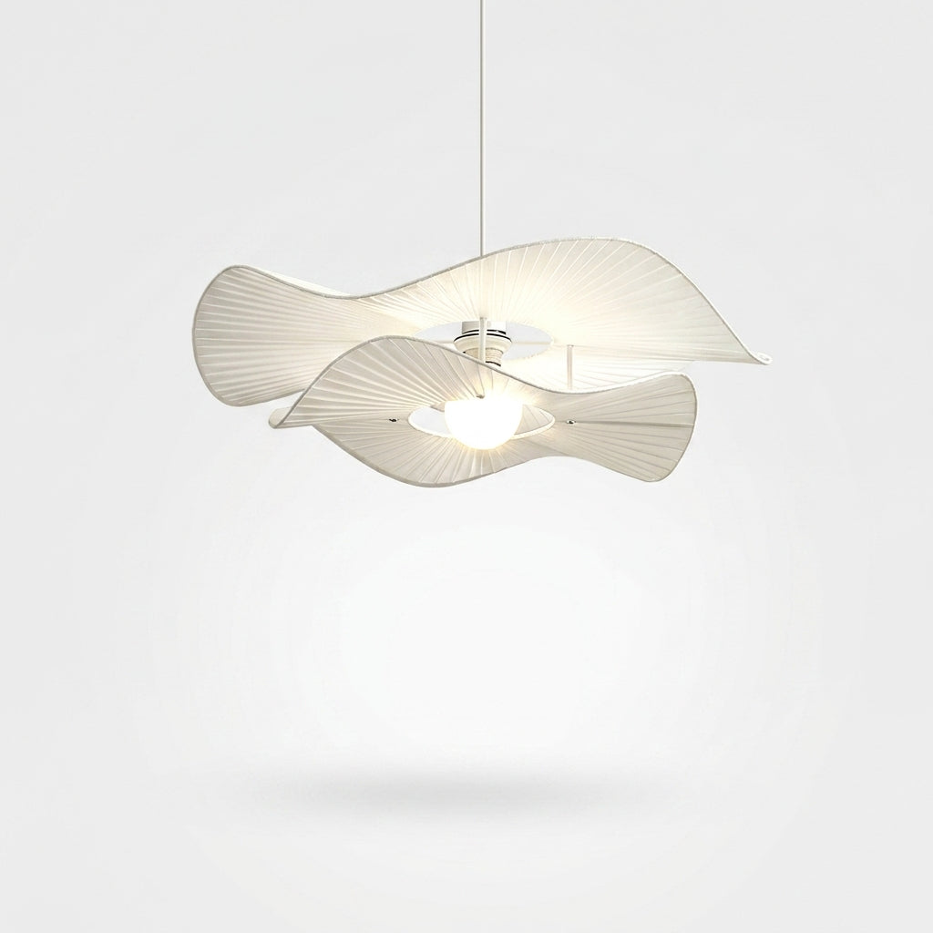 Suspension Organique Plissée en Tissu et Métal Design Moderne