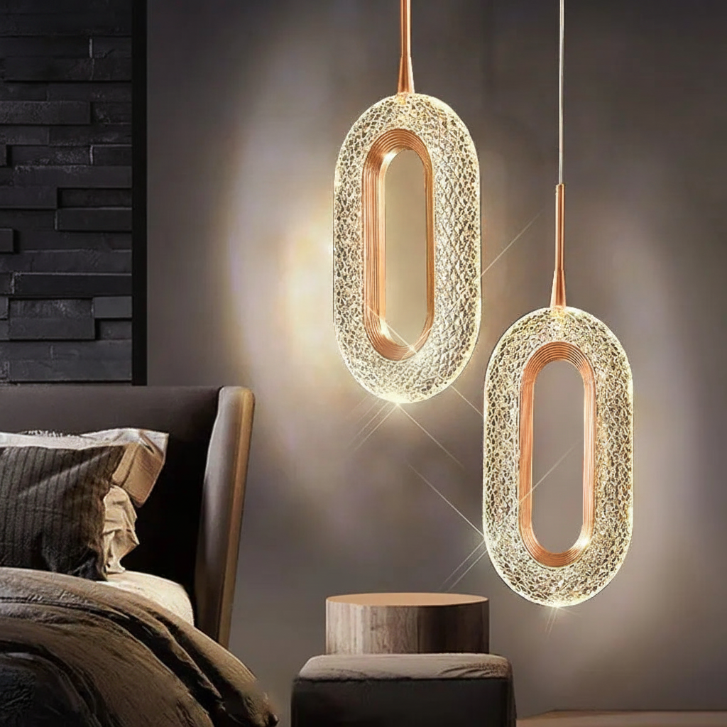 Suspension Ovale en Cristal Design Moderne
