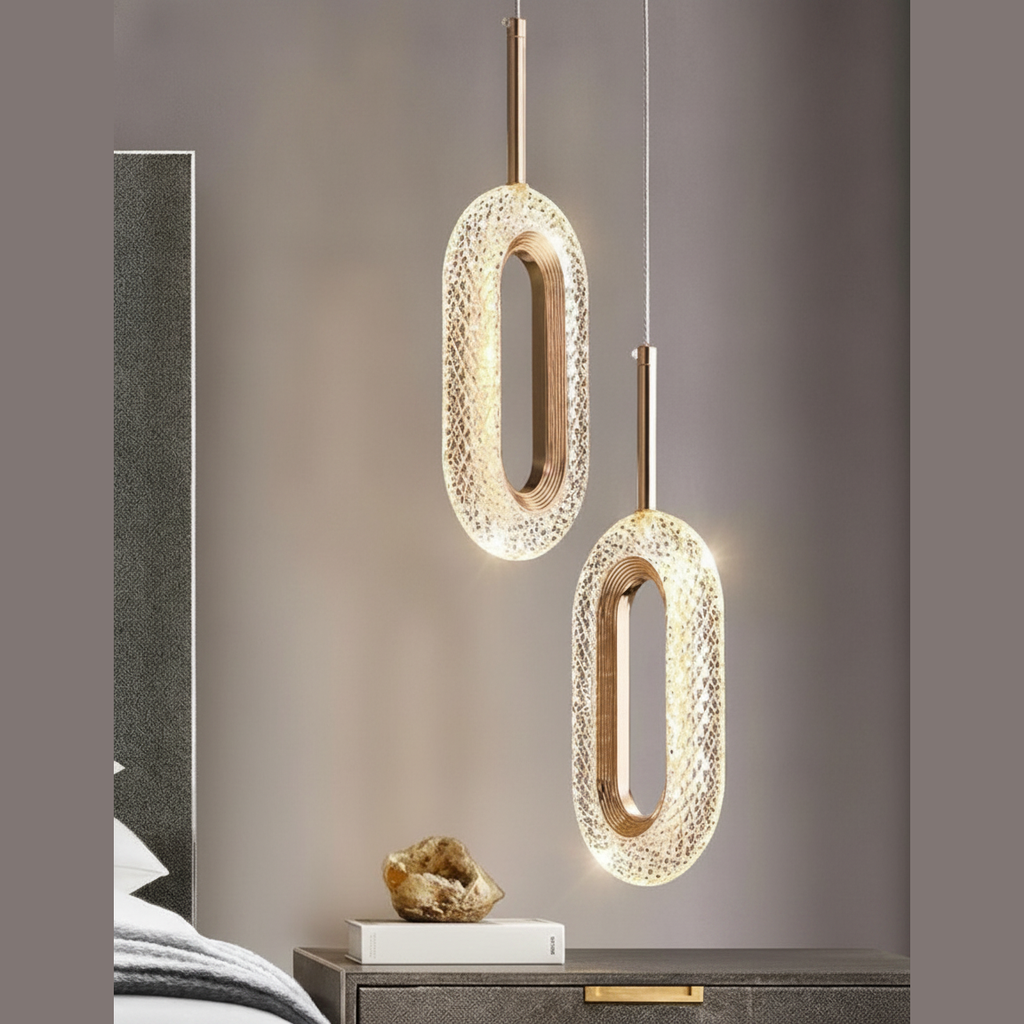 Suspension Ovale en Cristal Design Moderne