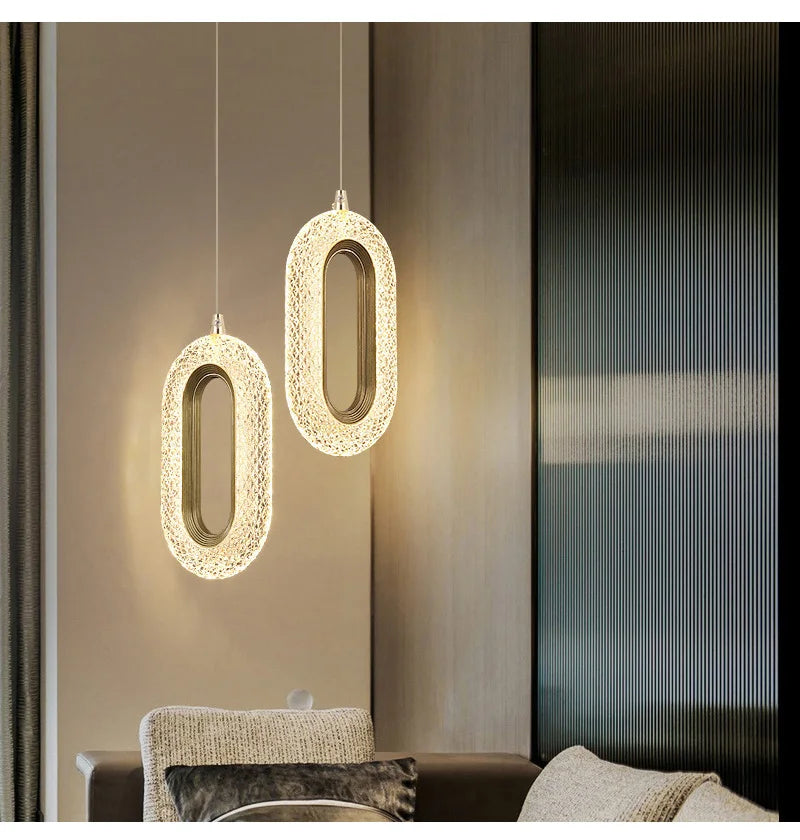Suspension Ovale en Cristal Design Moderne