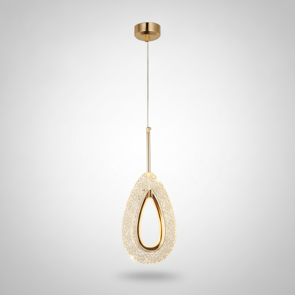 Suspension Ovale en Cristal Design Moderne