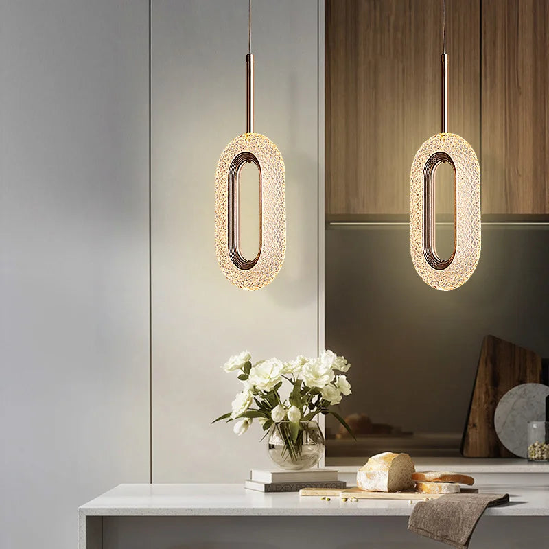Suspension Ovale en Cristal Design Moderne