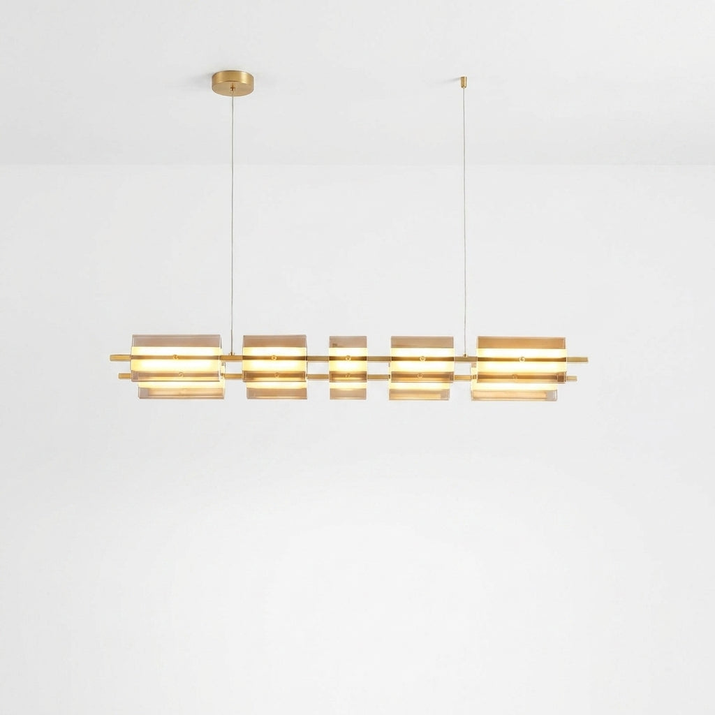 Suspension Rectangulaire en Métal et Verre Moderne