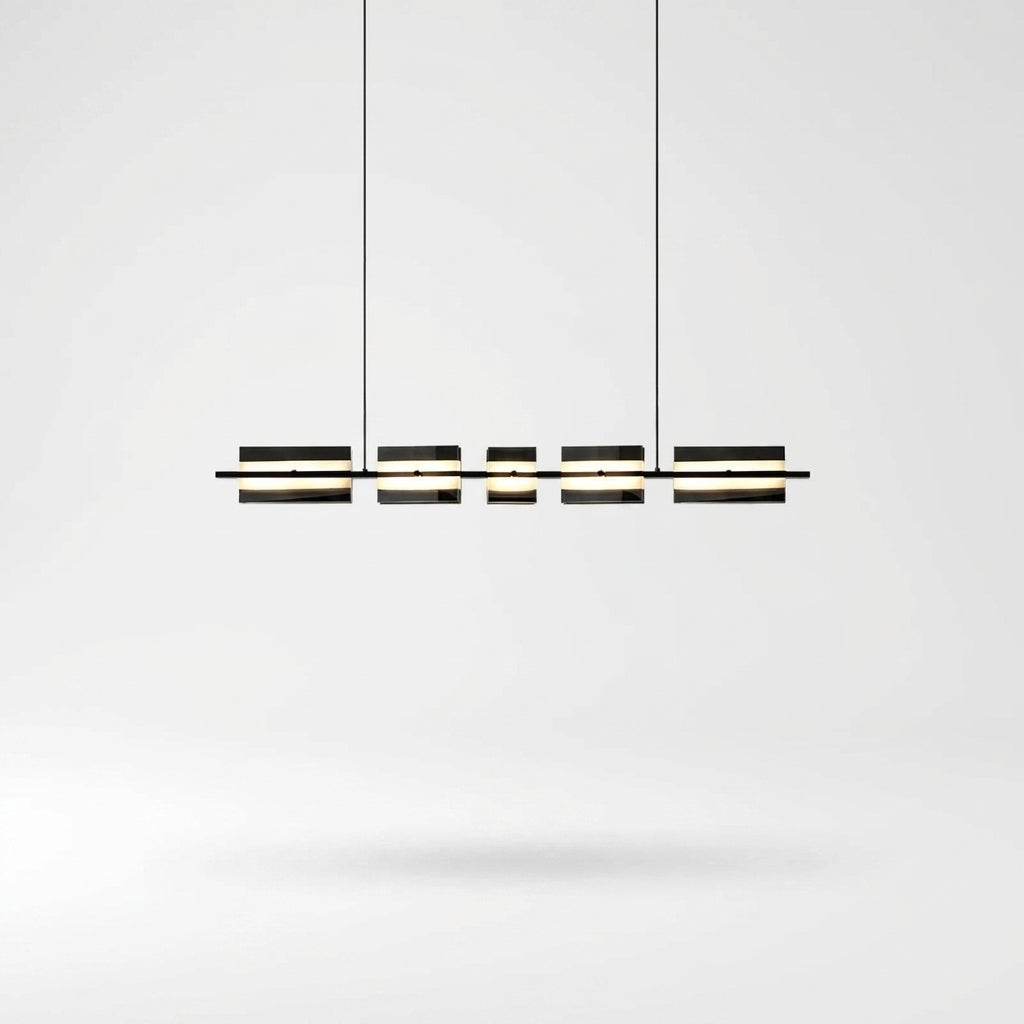 Suspension Rectangulaire en Métal et Verre Moderne